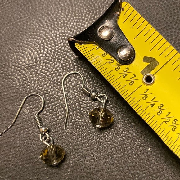 Translucent Yellow acrylic beaded silver tone necklace with matching earrings - Picture 7 of 8